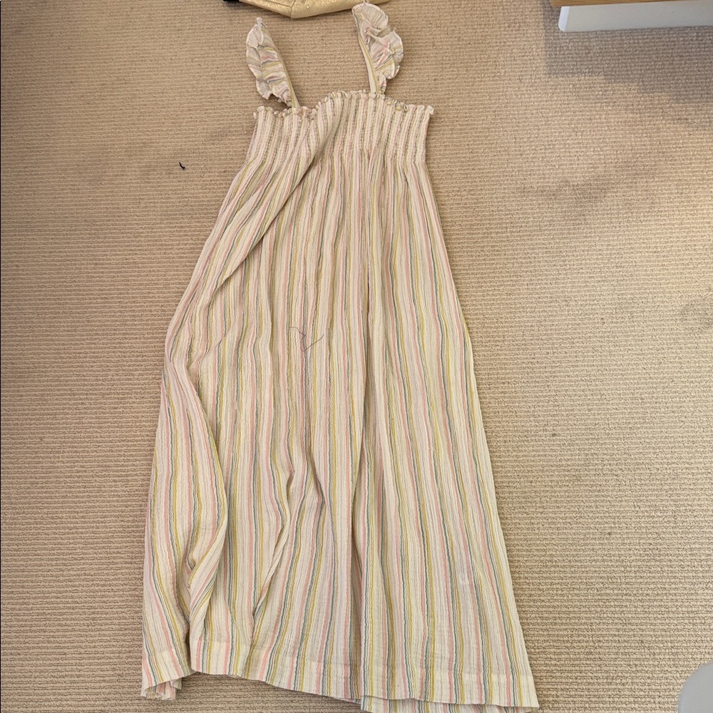 Bonpoint Cream Multicolor Striped Sundress